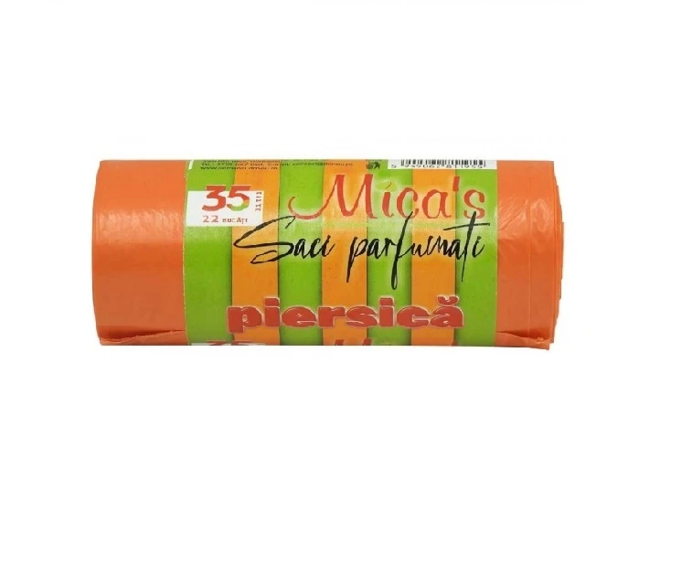 MICAS SACI MENAJ PIERSICA 35L/22BUC CU URECHI HD-LD PARFUMATI 